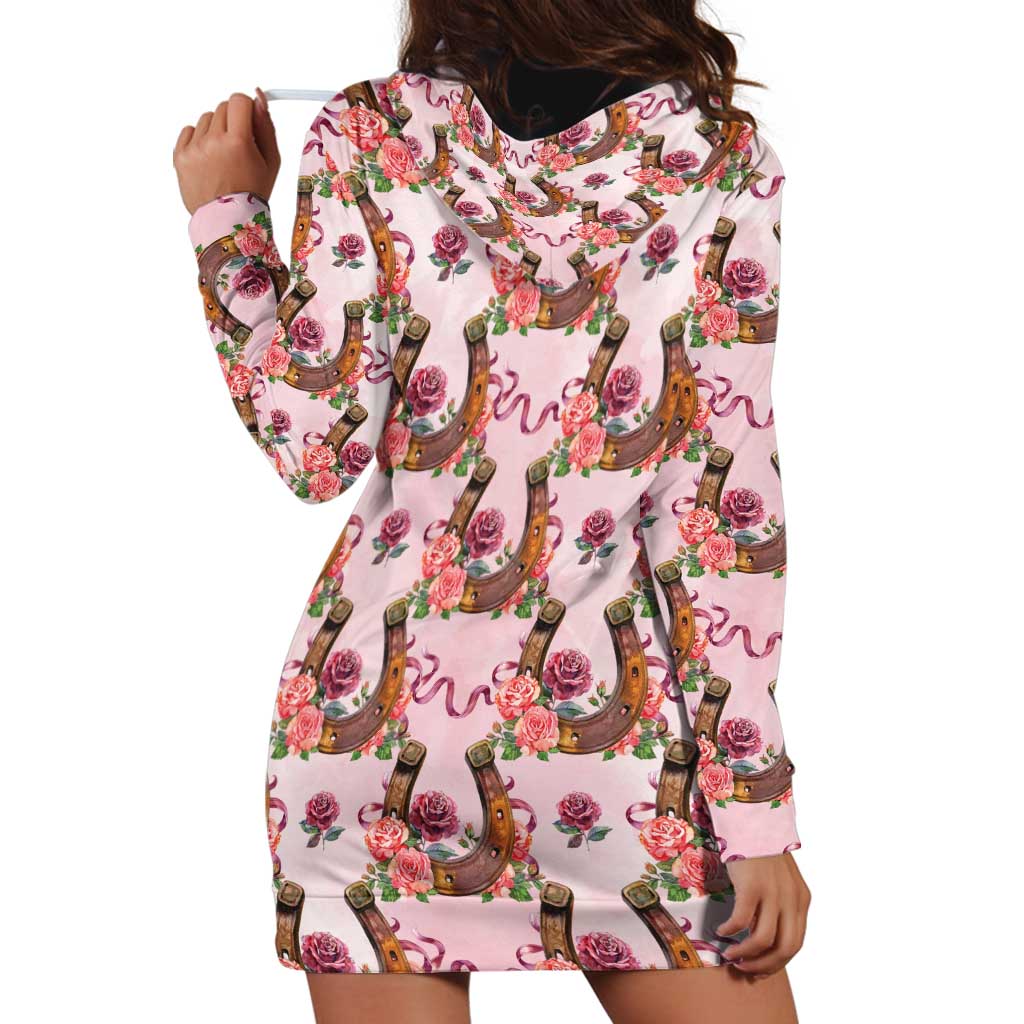 Kentucky Lucky Horseshoe Floral Hoodie Dress Vintage Western Pattern