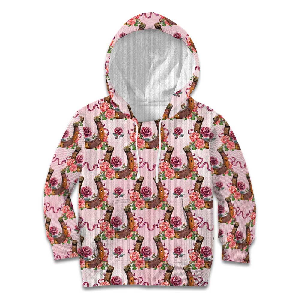 Kentucky Lucky Horseshoe Floral Kid Hoodie Vintage Western Pattern