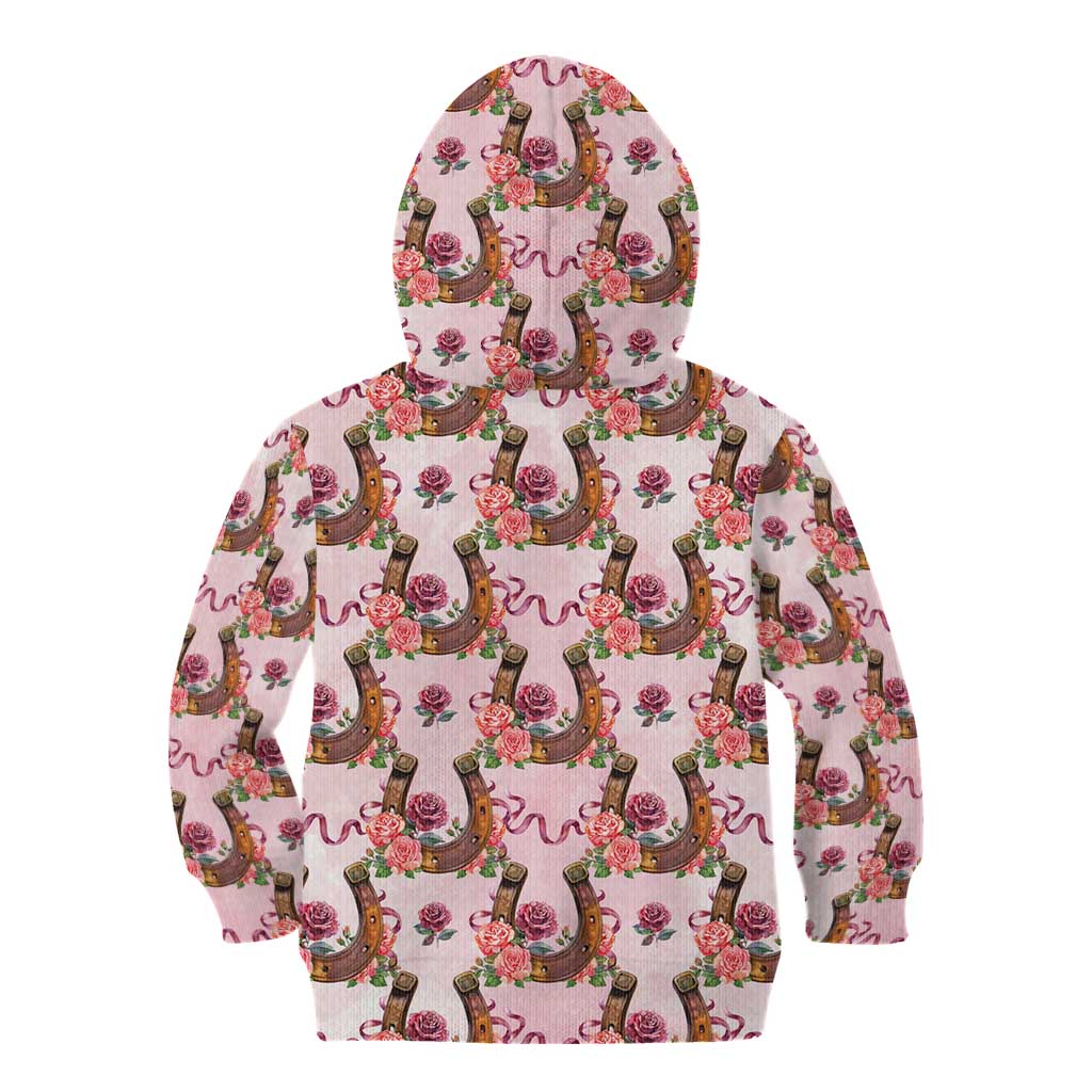 Kentucky Lucky Horseshoe Floral Kid Hoodie Vintage Western Pattern