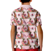 Kentucky Lucky Horseshoe Floral Kid Polo Shirt Vintage Western Pattern