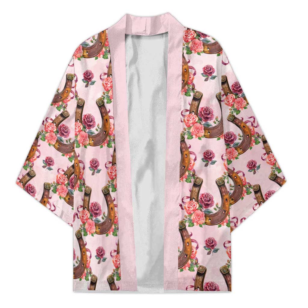 Kentucky Lucky Horseshoe Floral Kimono Vintage Western Pattern