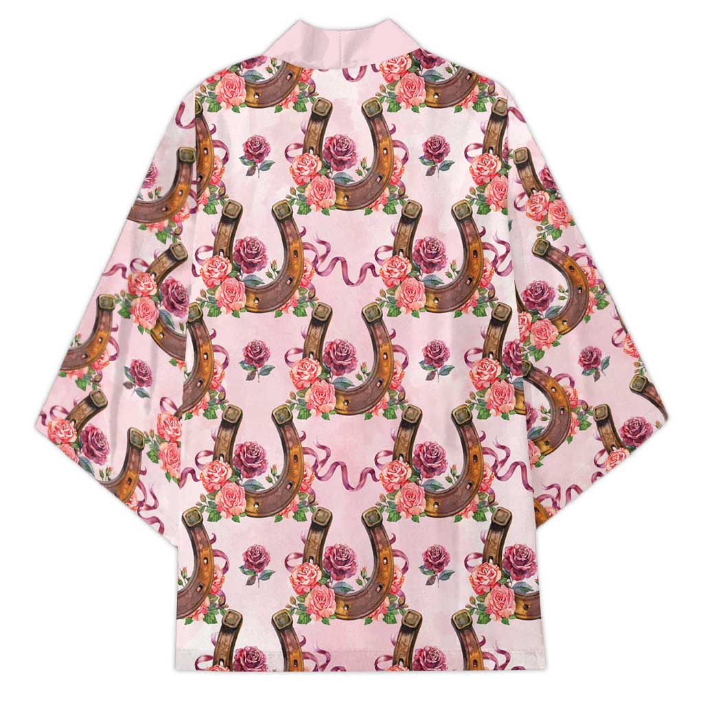 Kentucky Lucky Horseshoe Floral Kimono Vintage Western Pattern