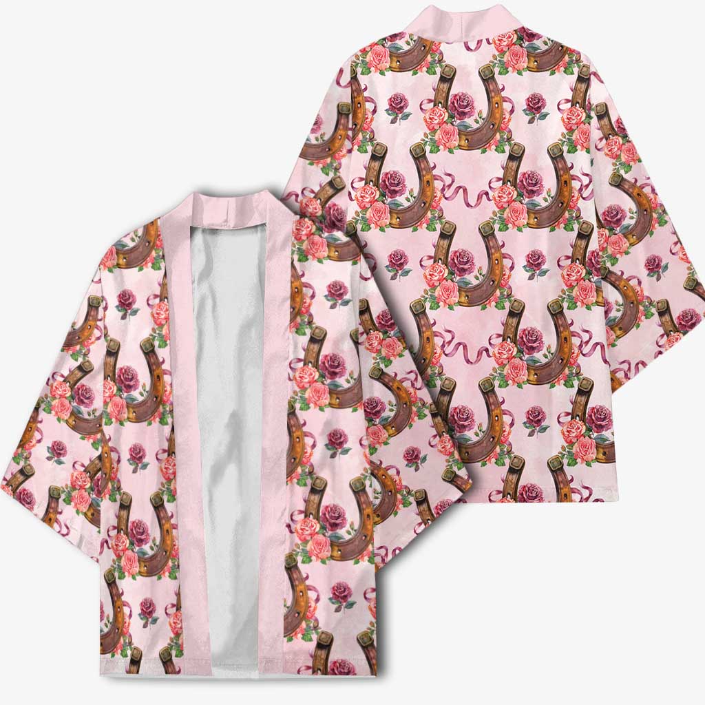 Kentucky Lucky Horseshoe Floral Kimono Vintage Western Pattern