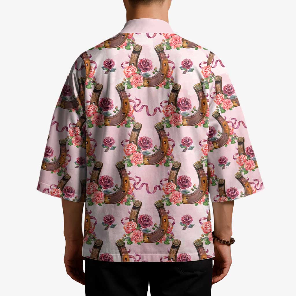 Kentucky Lucky Horseshoe Floral Kimono Vintage Western Pattern