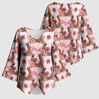 Kentucky Lucky Horseshoe Floral Kimono Sleeve Blouse Vintage Western Pattern