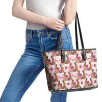 Kentucky Lucky Horseshoe Floral Leather Tote Bag Vintage Western Pattern