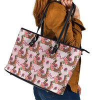 Kentucky Lucky Horseshoe Floral Leather Tote Bag Vintage Western Pattern