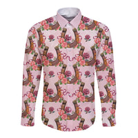 Kentucky Lucky Horseshoe Floral Long Sleeve Button Shirt Vintage Western Pattern