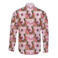 Kentucky Lucky Horseshoe Floral Long Sleeve Button Shirt Vintage Western Pattern