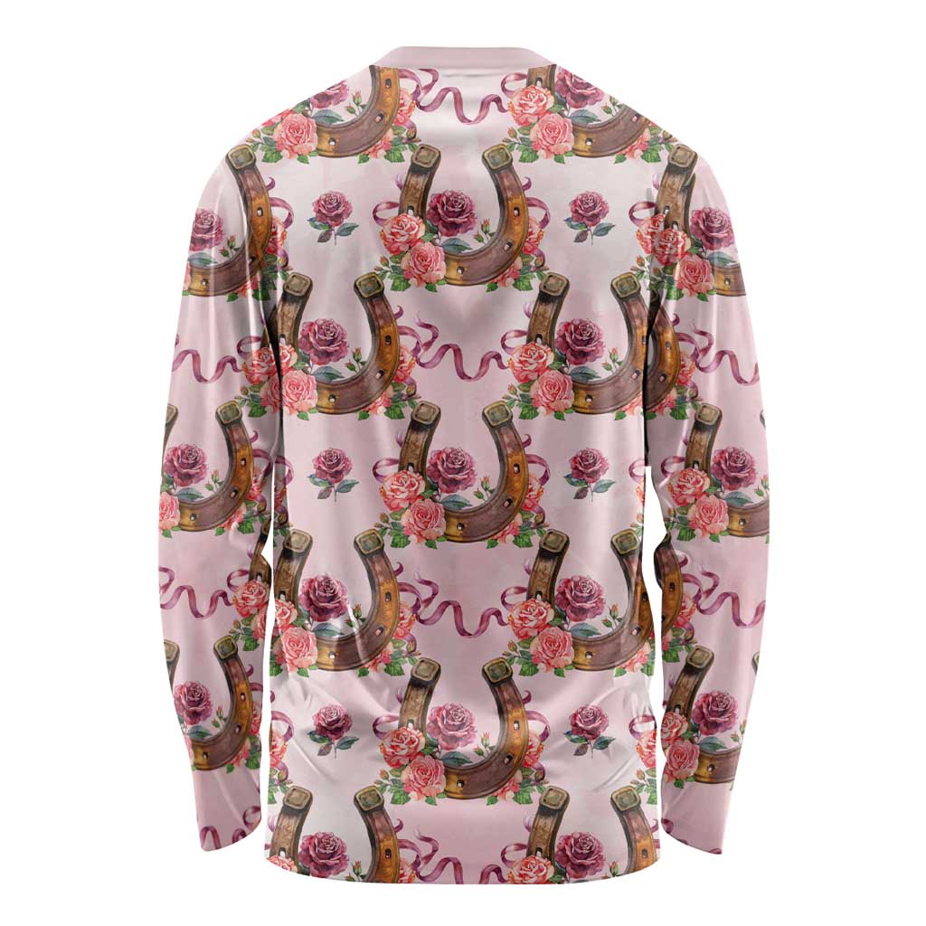 Kentucky Lucky Horseshoe Floral Long Sleeve Shirt Vintage Western Pattern