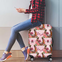 Kentucky Lucky Horseshoe Floral Luggage Cover Vintage Western Pattern