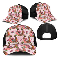 Kentucky Lucky Horseshoe Floral Mesh Trucker Cap Vintage Western Pattern