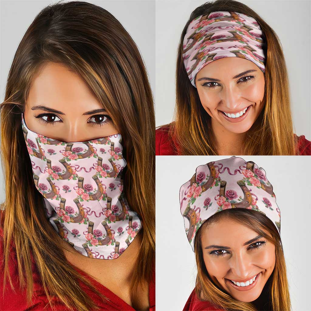 Kentucky Lucky Horseshoe Floral Neck Gaiter Vintage Western Pattern