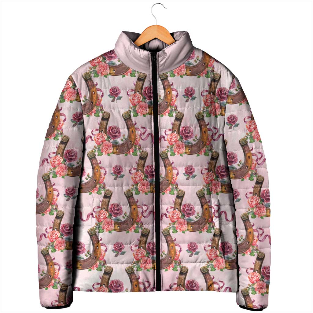 Kentucky Lucky Horseshoe Floral Padded Jacket Vintage Western Pattern