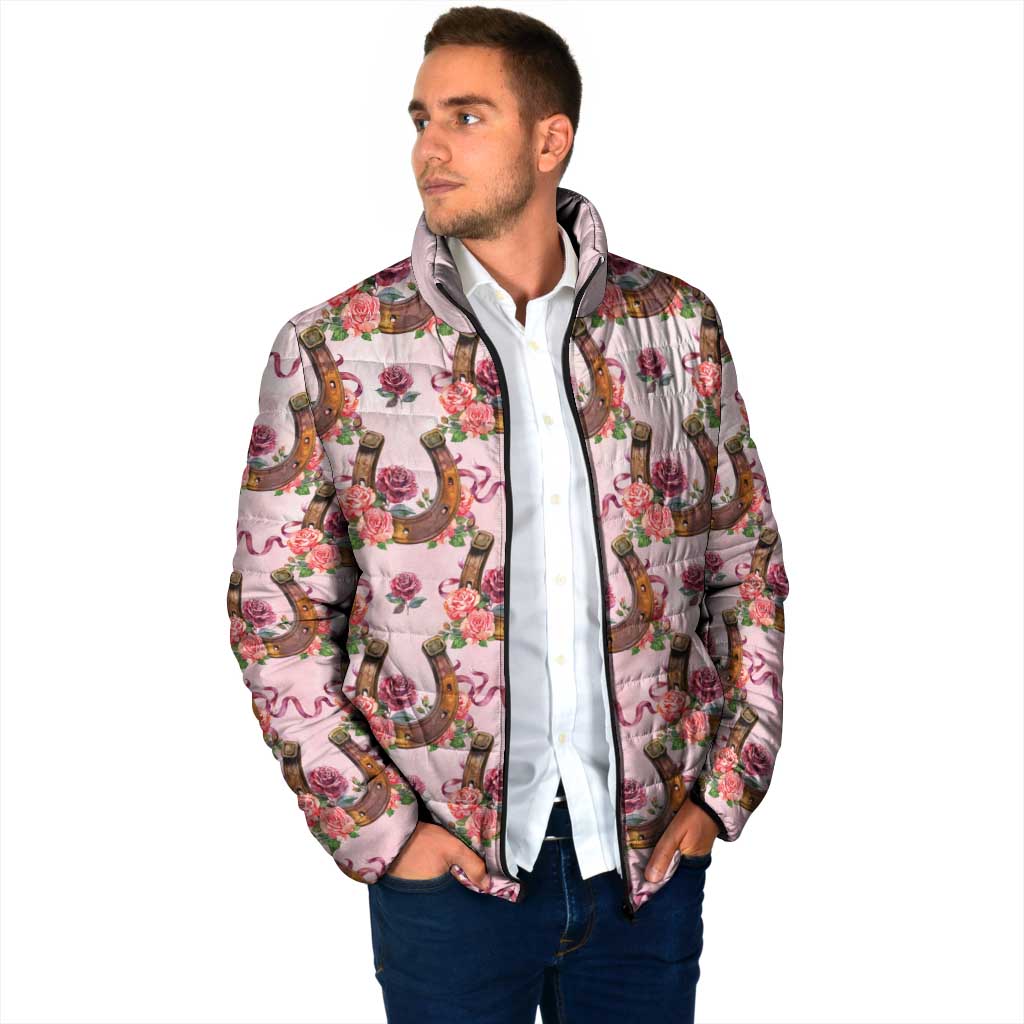 Kentucky Lucky Horseshoe Floral Padded Jacket Vintage Western Pattern