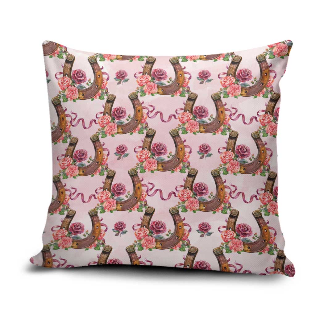 Kentucky Lucky Horseshoe Floral Pillow Cover Vintage Western Pattern