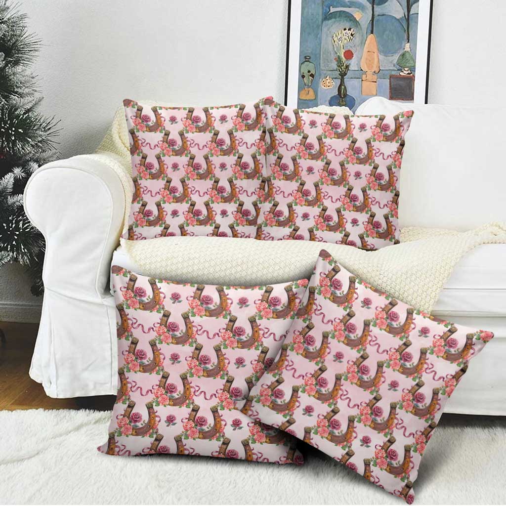 Kentucky Lucky Horseshoe Floral Pillow Cover Vintage Western Pattern