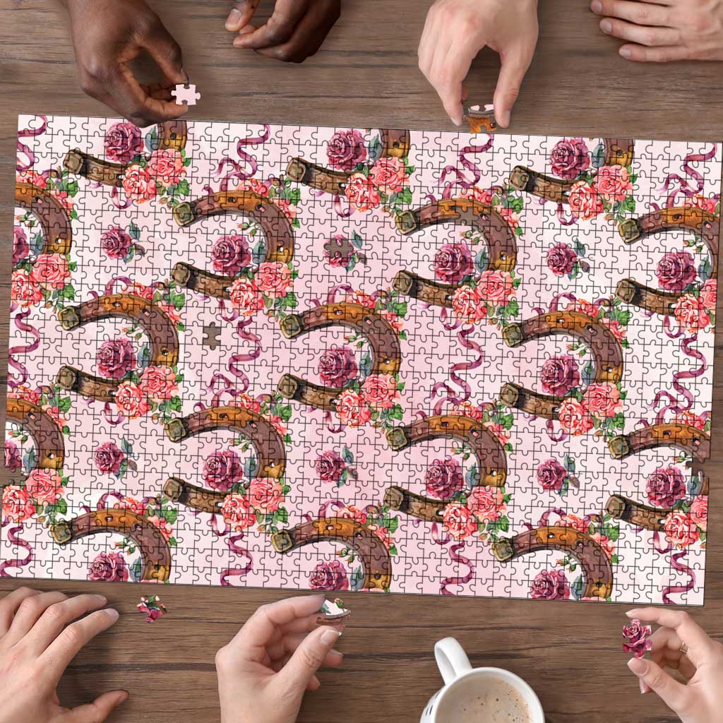 Kentucky Lucky Horseshoe Floral Puzzle Vintage Western Pattern