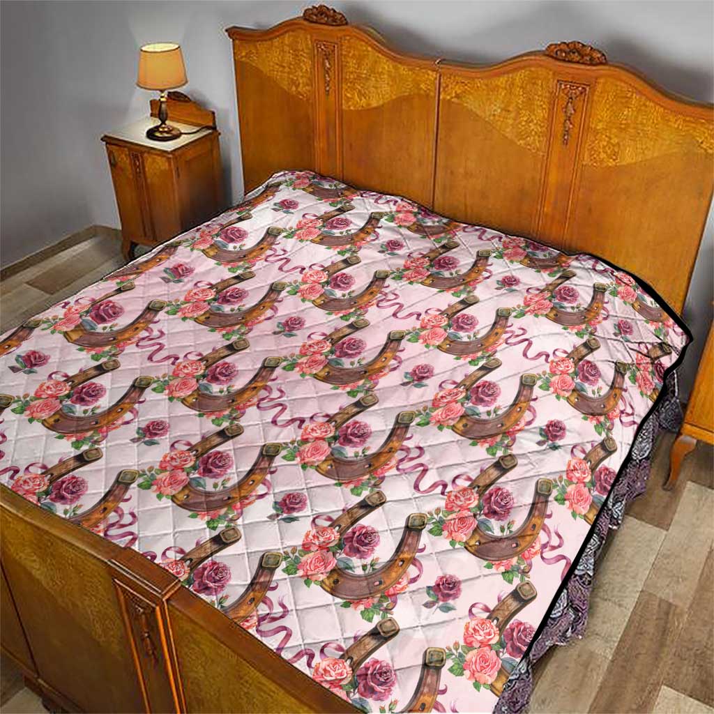 Kentucky Lucky Horseshoe Floral Quilt Vintage Western Pattern