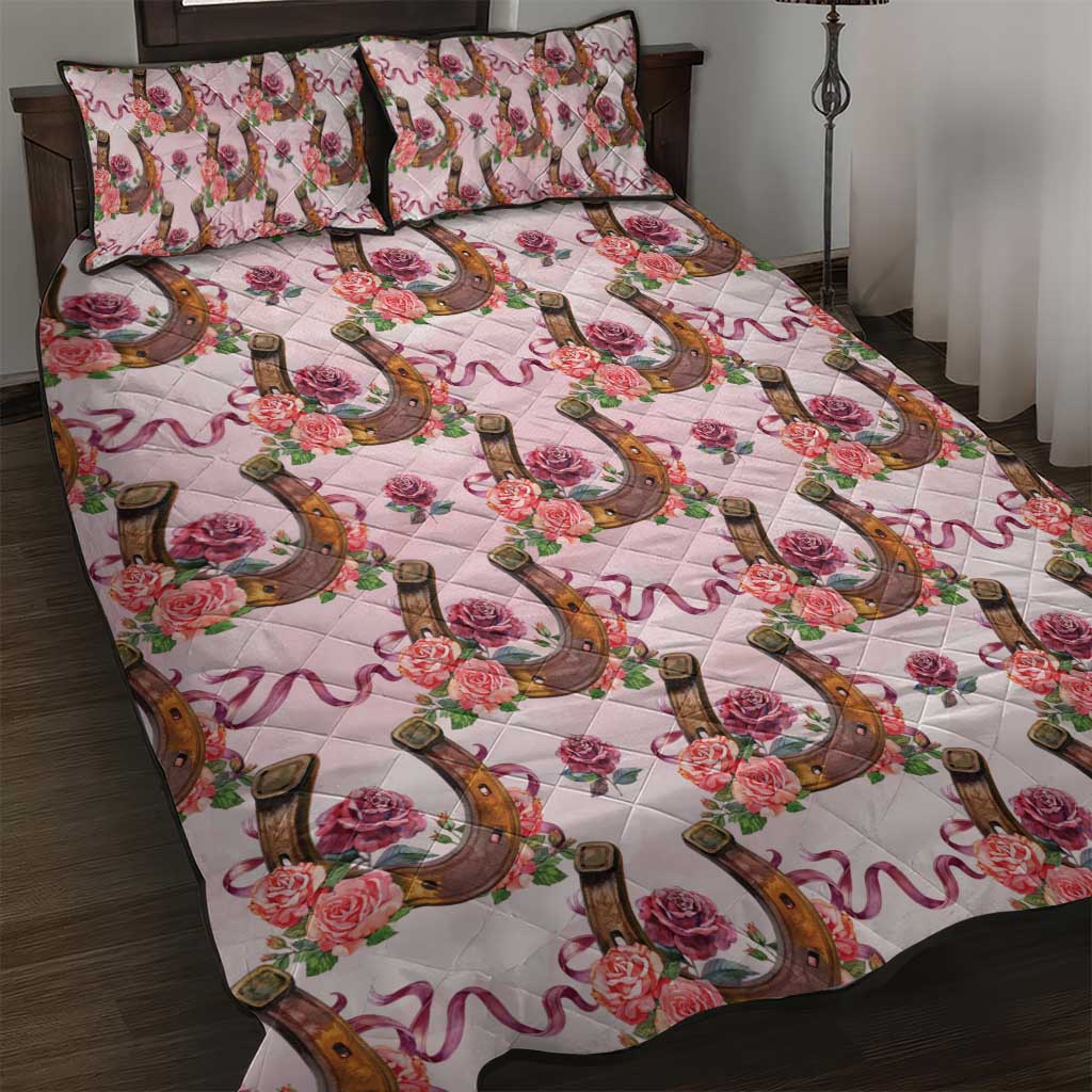 Kentucky Lucky Horseshoe Floral Quilt Bed Set Vintage Western Pattern