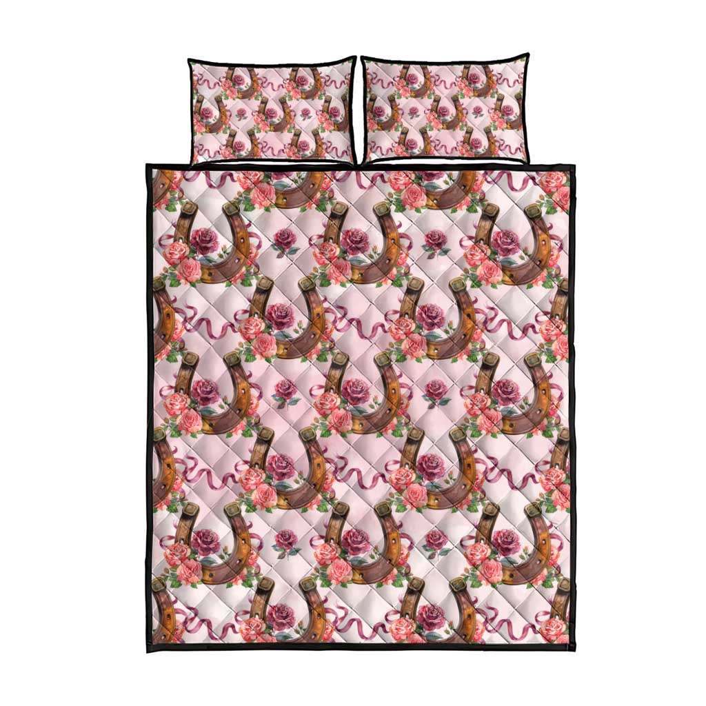 Kentucky Lucky Horseshoe Floral Quilt Bed Set Vintage Western Pattern