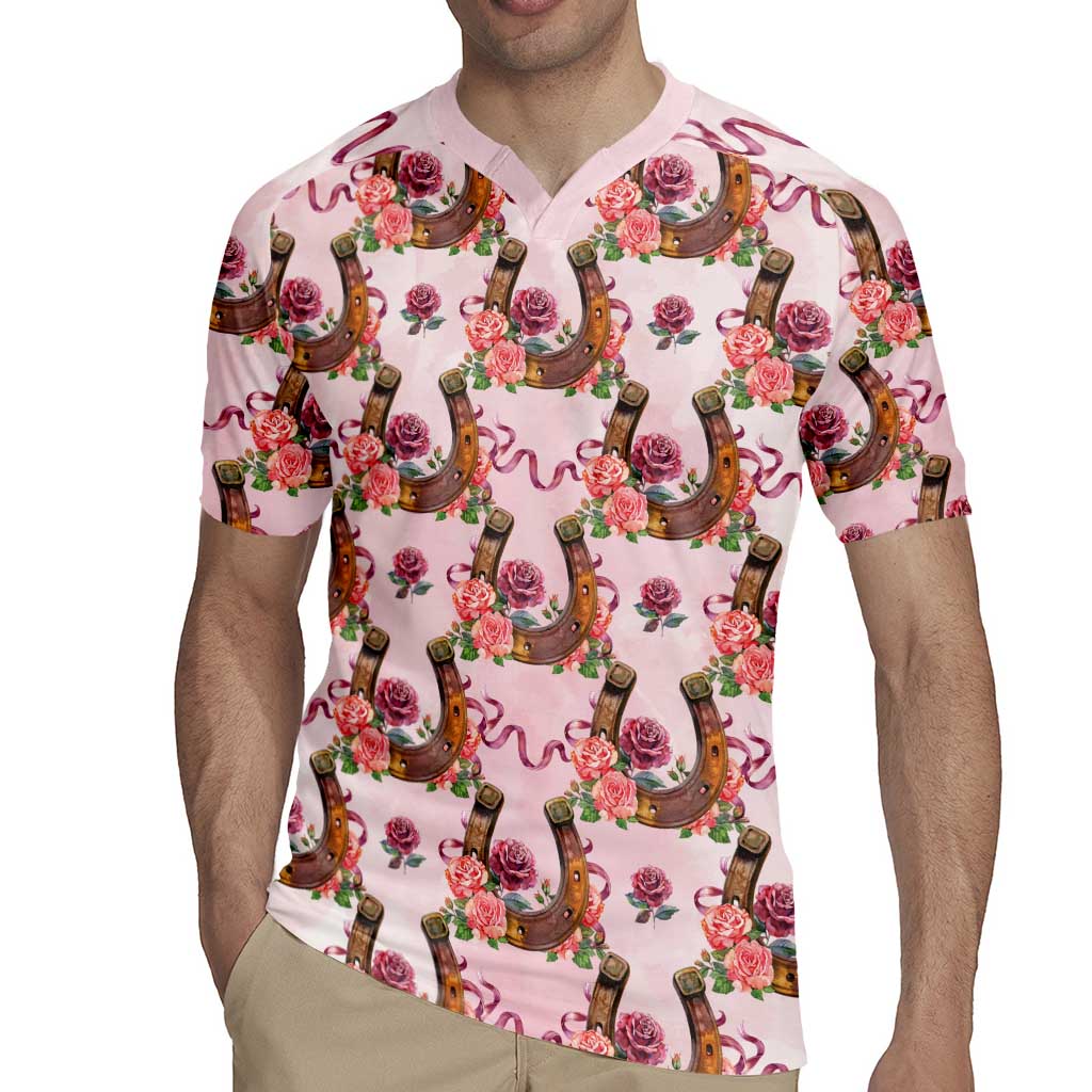 Kentucky Lucky Horseshoe Floral Rugby Jersey Vintage Western Pattern