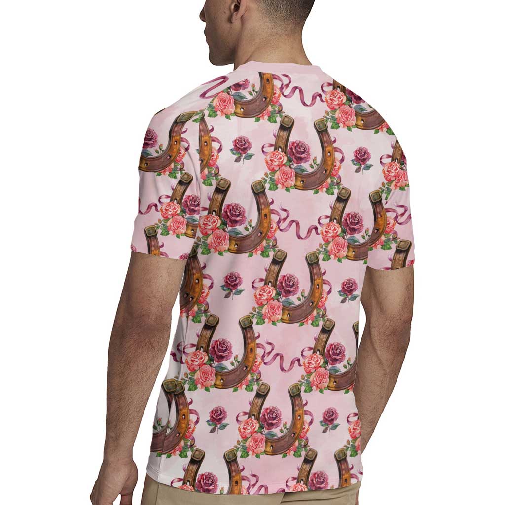 Kentucky Lucky Horseshoe Floral Rugby Jersey Vintage Western Pattern