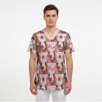 Kentucky Lucky Horseshoe Floral Scrub Top Vintage Western Pattern