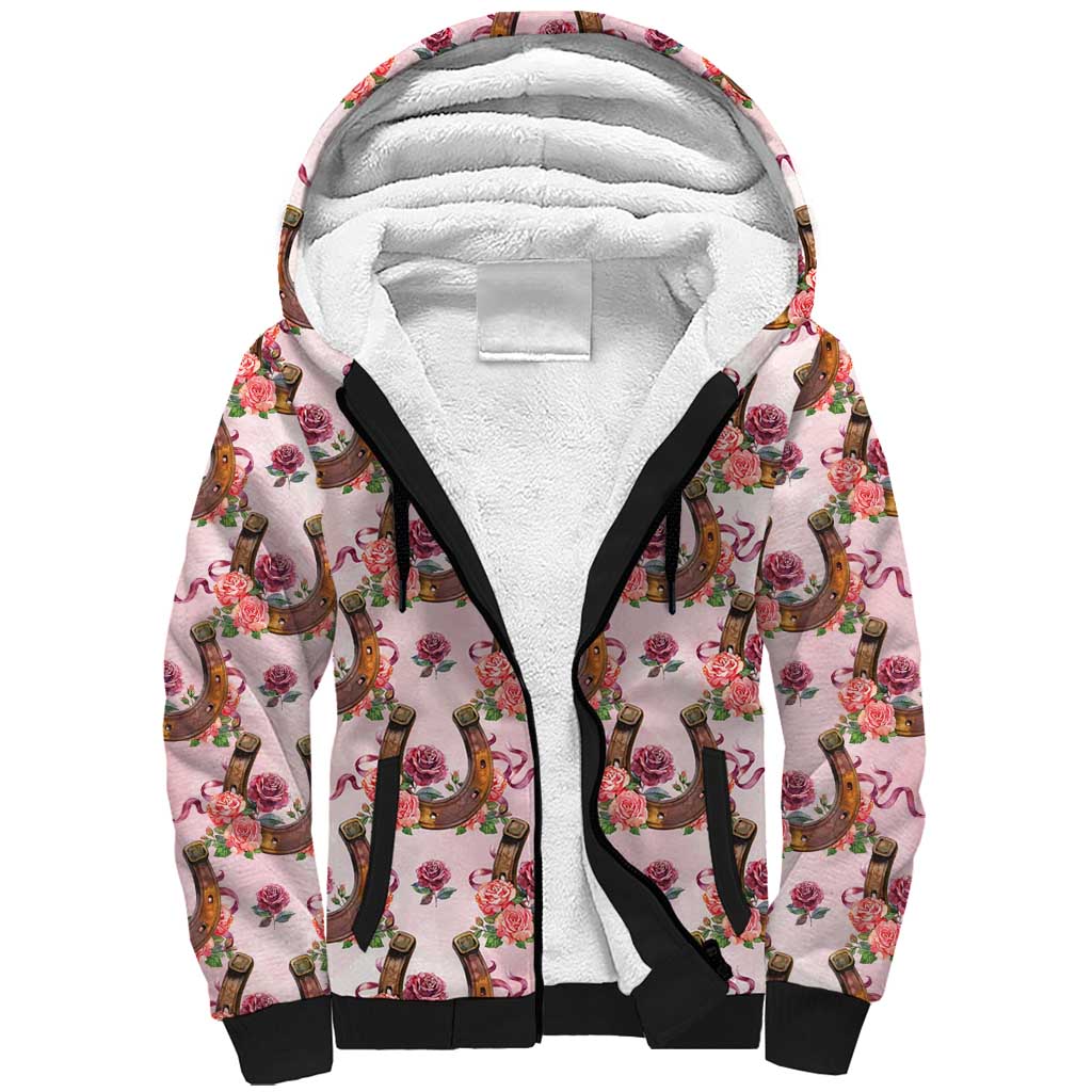 Kentucky Lucky Horseshoe Floral Sherpa Hoodie Vintage Western Pattern