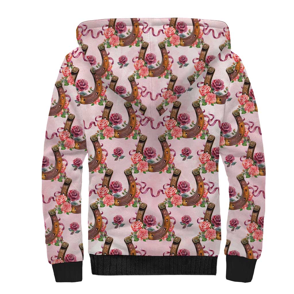 Kentucky Lucky Horseshoe Floral Sherpa Hoodie Vintage Western Pattern