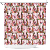 Kentucky Lucky Horseshoe Floral Shower Curtain Vintage Western Pattern