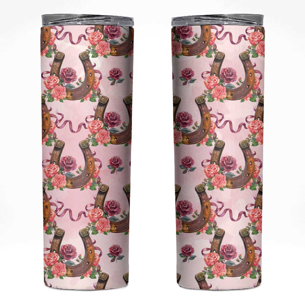 Kentucky Lucky Horseshoe Floral Skinny Tumbler Vintage Western Pattern
