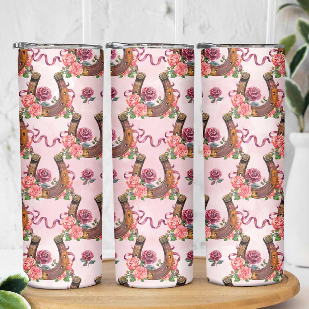 Kentucky Lucky Horseshoe Floral Skinny Tumbler Vintage Western Pattern
