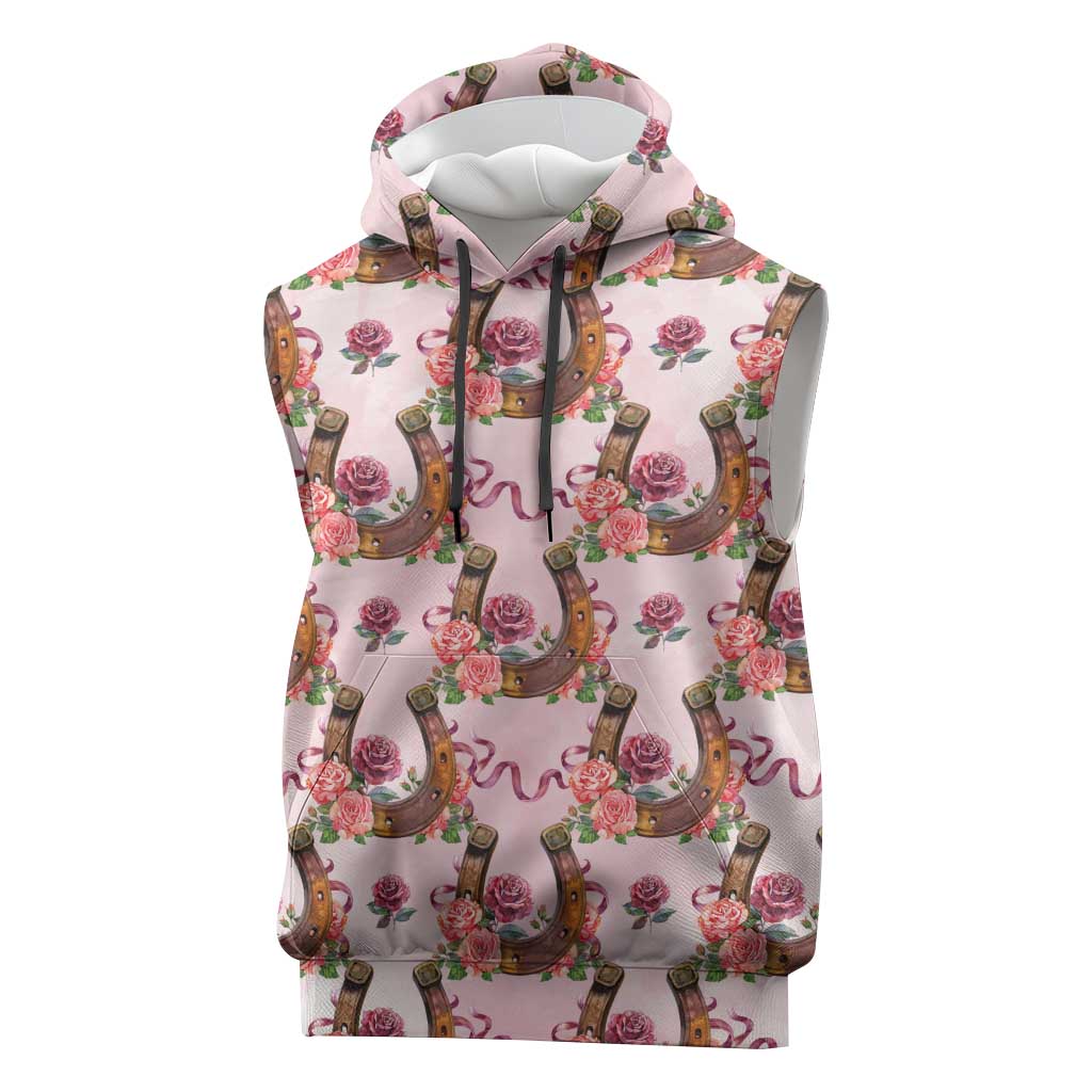Kentucky Lucky Horseshoe Floral Sleeveless Hoodie Vintage Western Pattern