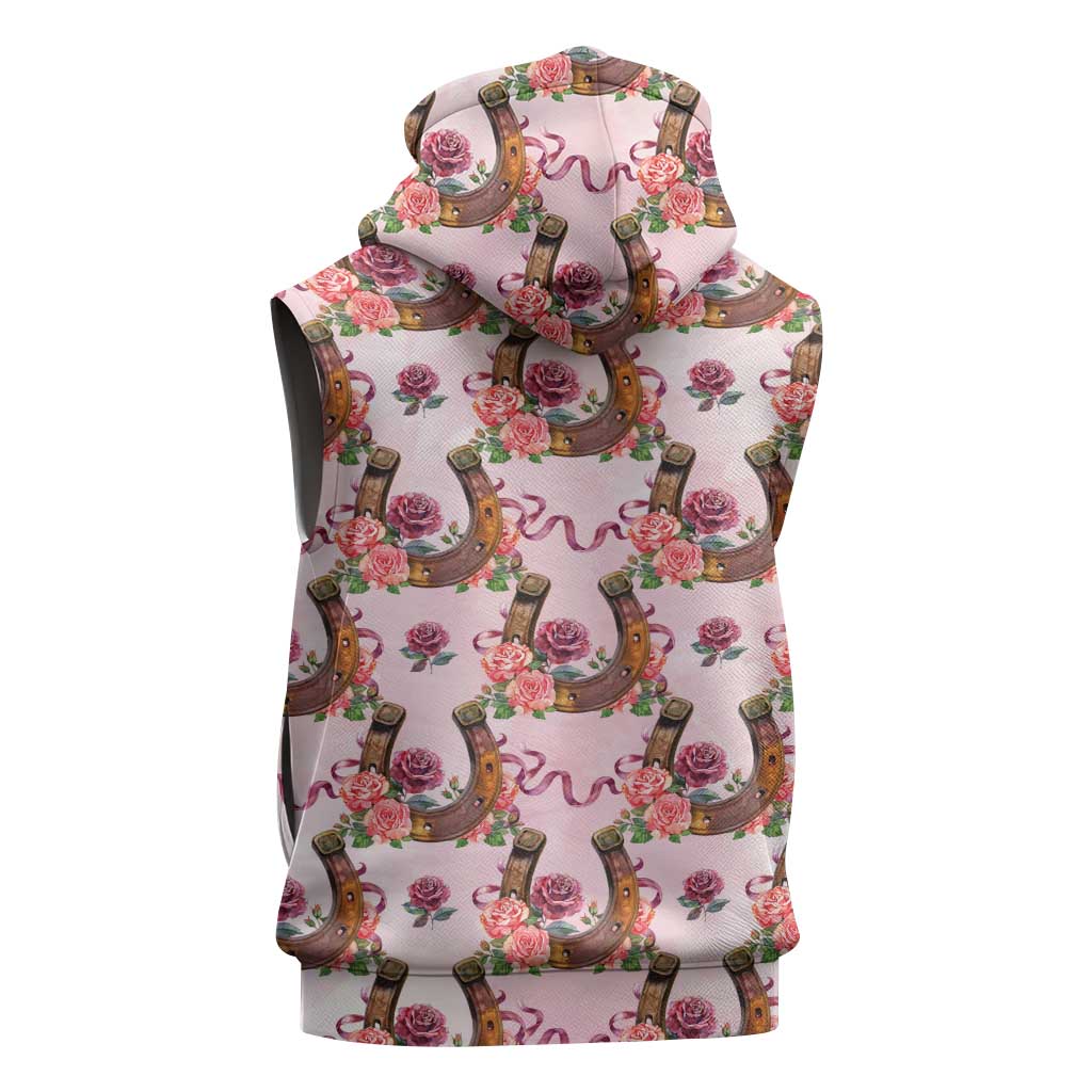 Kentucky Lucky Horseshoe Floral Sleeveless Hoodie Vintage Western Pattern