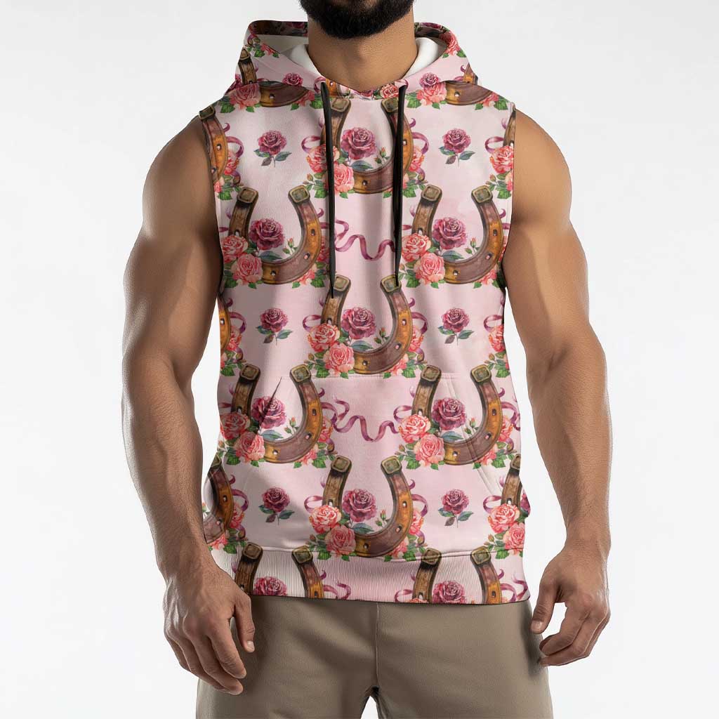 Kentucky Lucky Horseshoe Floral Sleeveless Hoodie Vintage Western Pattern