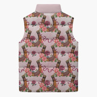 Kentucky Lucky Horseshoe Floral Sleeveless Puffer Jacket Vintage Western Pattern