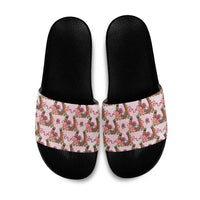 Kentucky Lucky Horseshoe Floral Slide Sandals Vintage Western Pattern