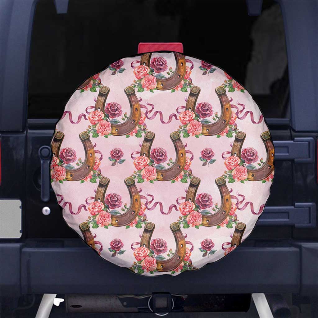 Kentucky Lucky Horseshoe Floral Spare Tire Cover Vintage Western Pattern
