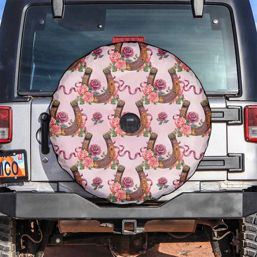 Kentucky Lucky Horseshoe Floral Spare Tire Cover Vintage Western Pattern