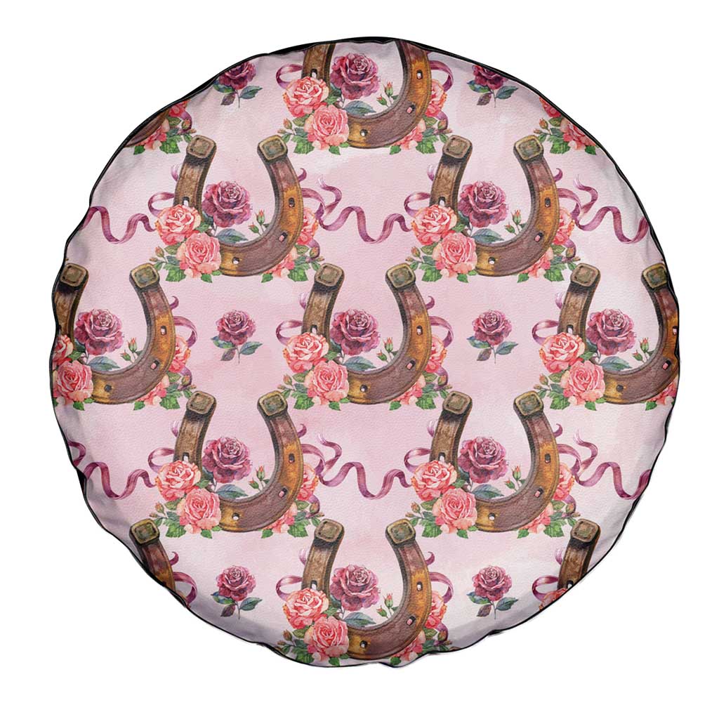 Kentucky Lucky Horseshoe Floral Spare Tire Cover Vintage Western Pattern