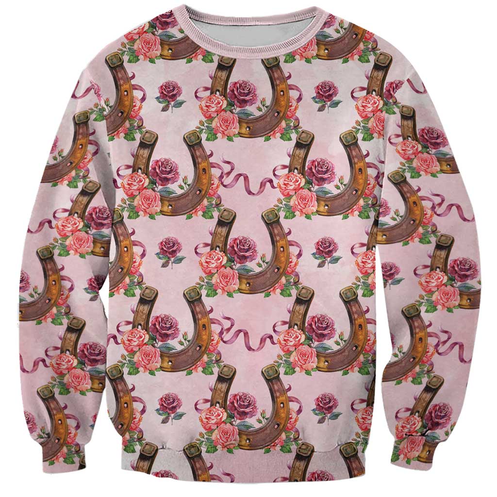 Kentucky Lucky Horseshoe Floral Sweatshirt Vintage Western Pattern