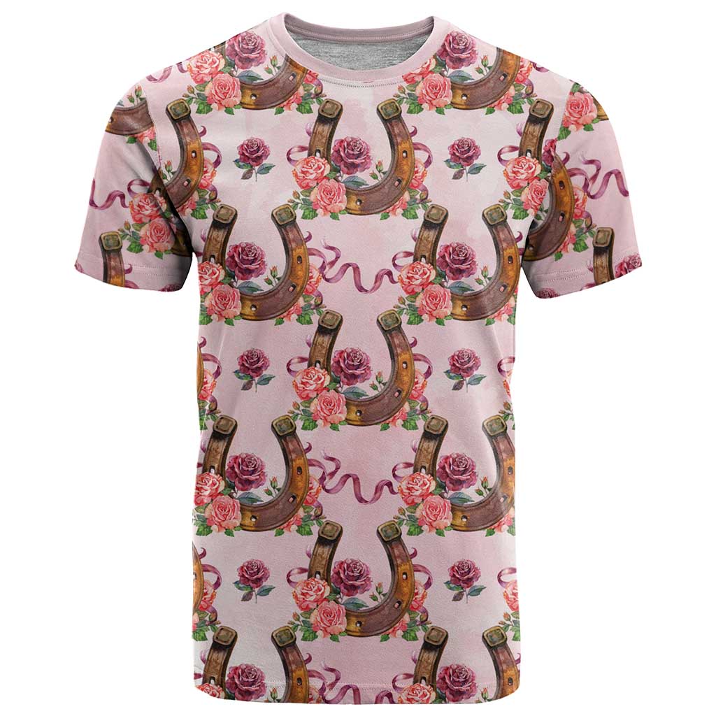 Kentucky Lucky Horseshoe Floral T Shirt Vintage Western Pattern