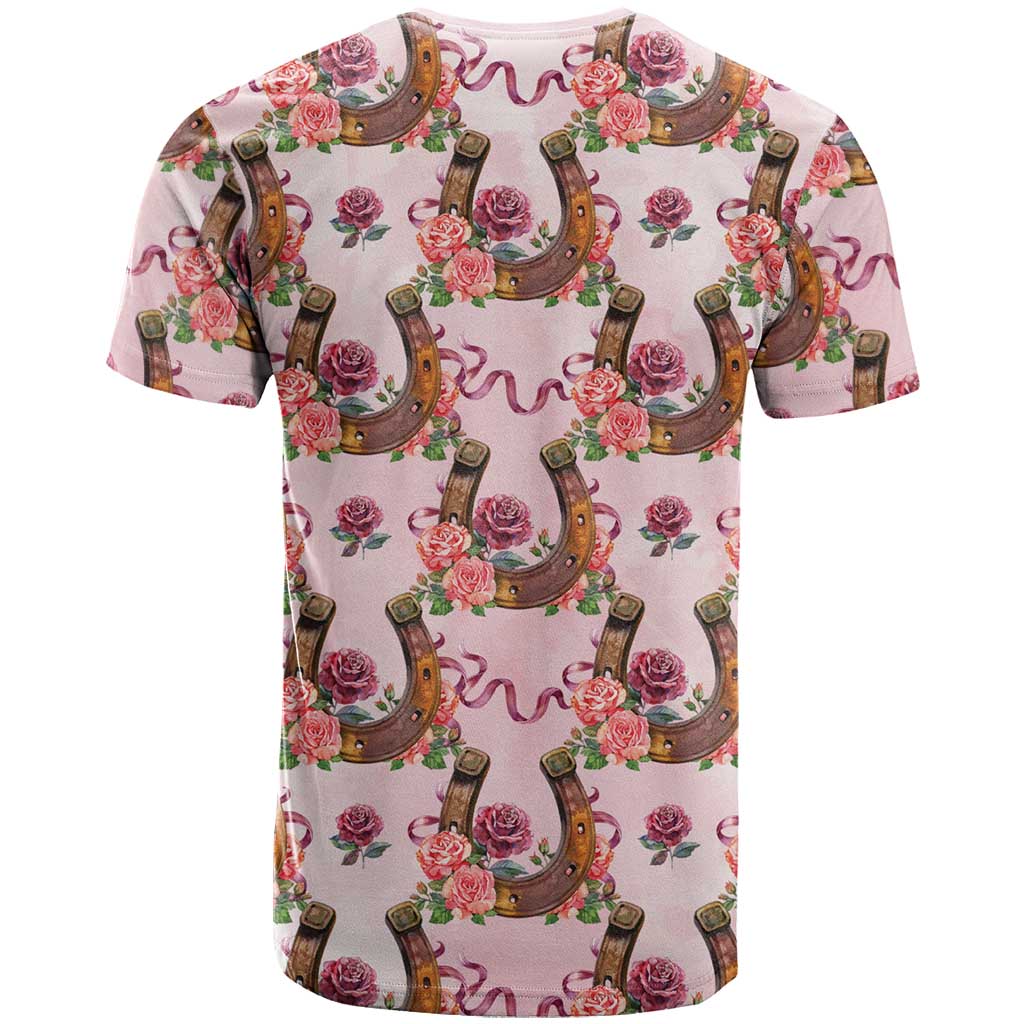 Kentucky Lucky Horseshoe Floral T Shirt Vintage Western Pattern