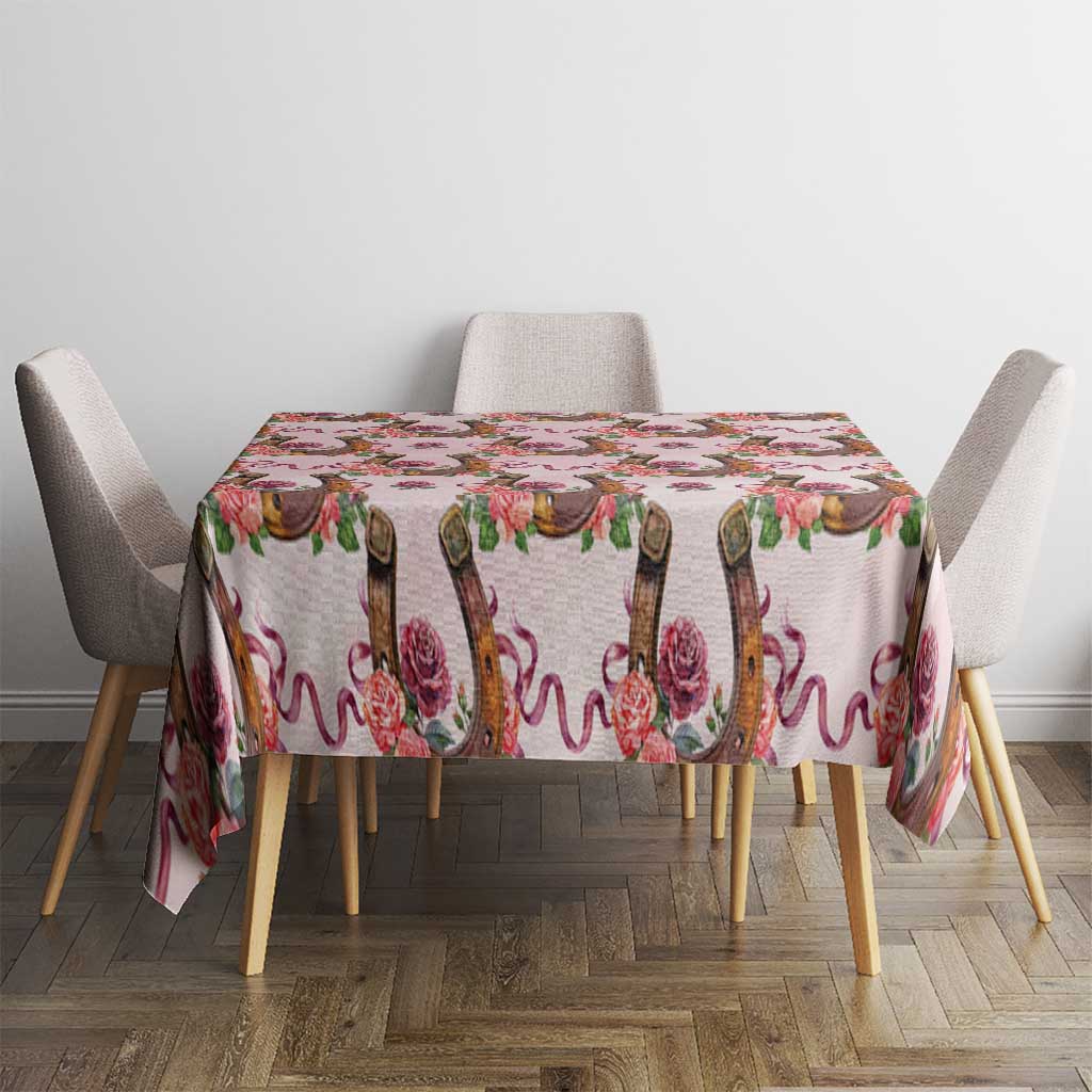 Kentucky Lucky Horseshoe Floral Tablecloth Vintage Western Pattern
