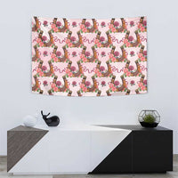 Kentucky Lucky Horseshoe Floral Tapestry Vintage Western Pattern