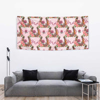 Kentucky Lucky Horseshoe Floral Tapestry Vintage Western Pattern