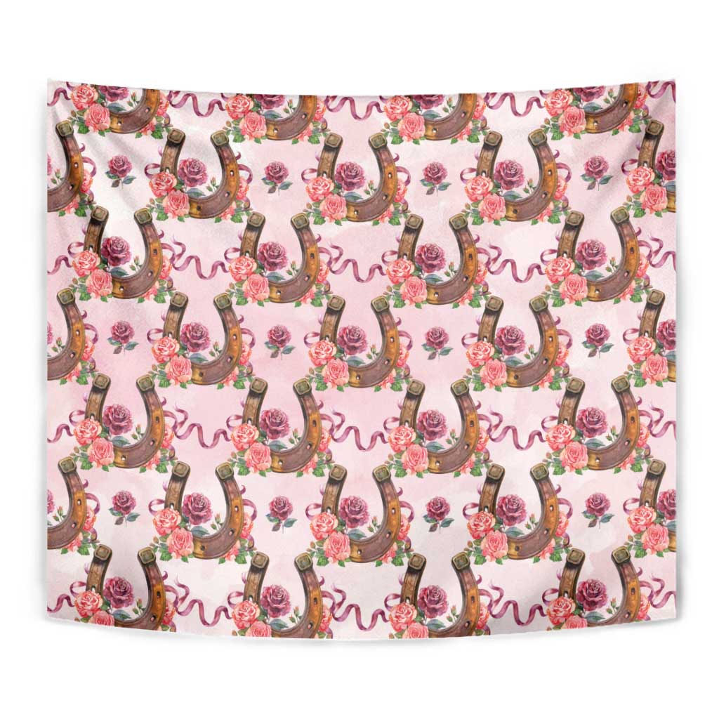 Kentucky Lucky Horseshoe Floral Tapestry Vintage Western Pattern