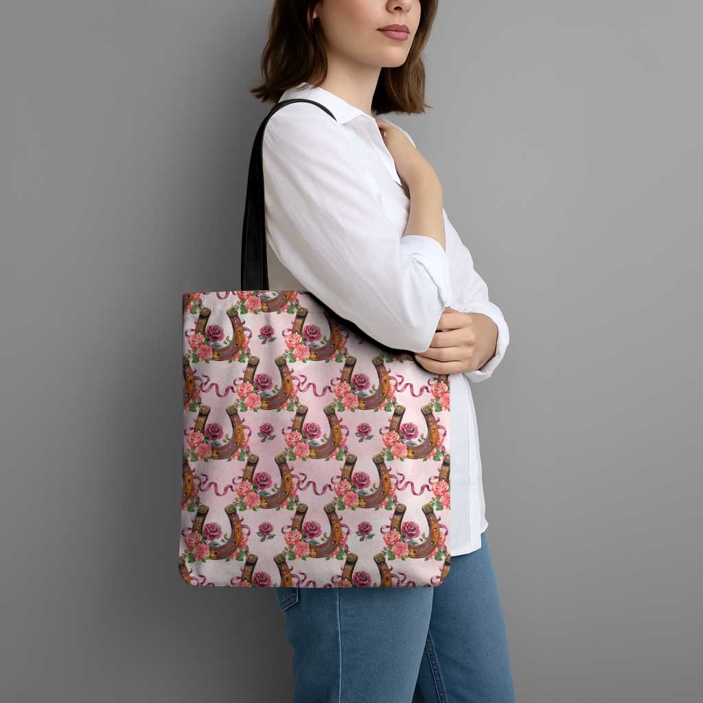 Kentucky Lucky Horseshoe Floral Tote Bag Vintage Western Pattern
