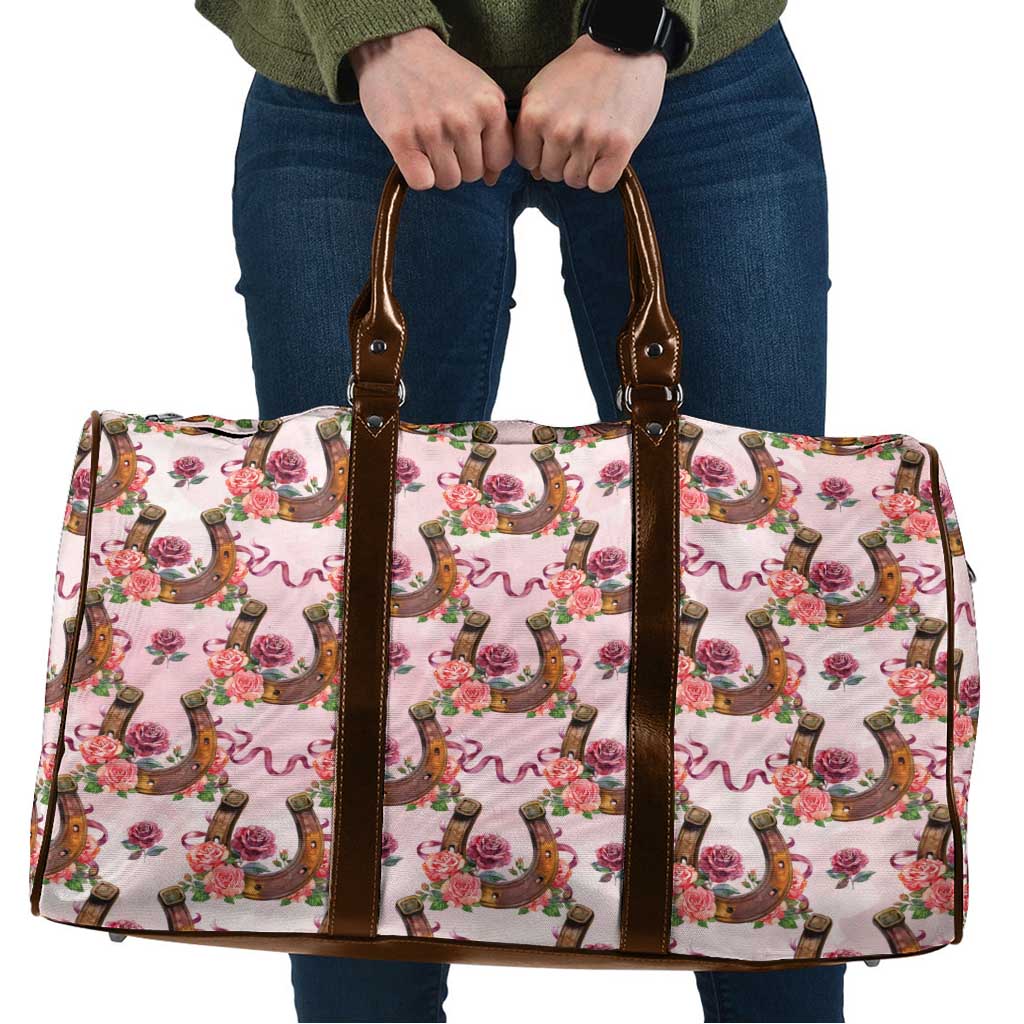 Kentucky Lucky Horseshoe Floral Travel Bag Vintage Western Pattern